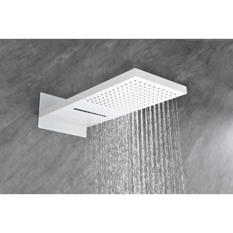 Real Deal Wall Mounted Waterfall Shower System With Adjustable Slide Bar Hand Sprayer And Smooth Self Cleaning Silicone Nozzles Solid Brass Build Zero Hassle Clog Free Rainfall Upgrade For Your Bath