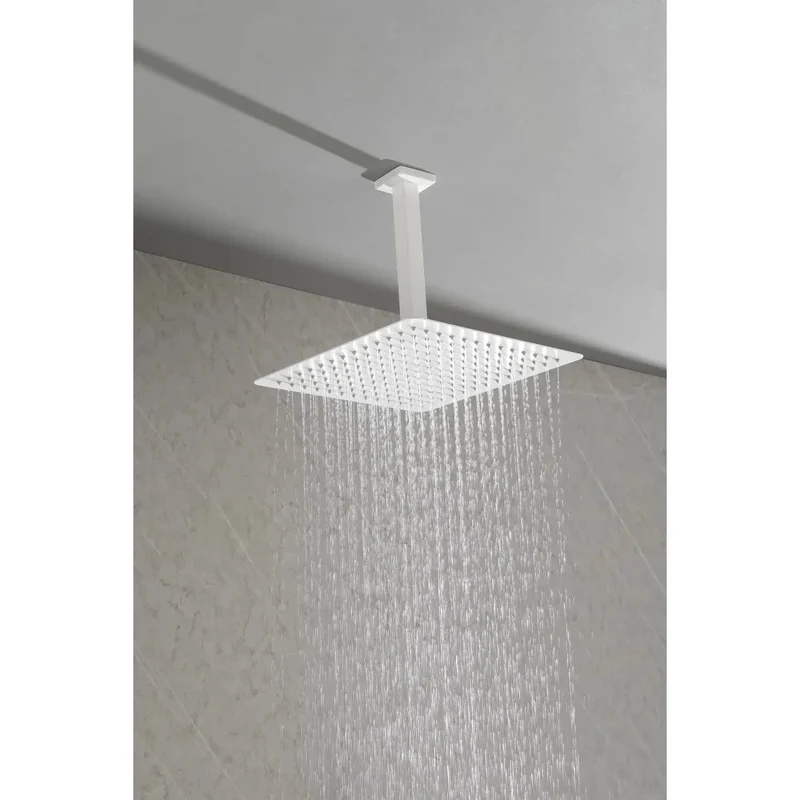Top Tier 16 Inch Rain Shower Head With Self Cleaning Silicone Nozzles Heavy Duty Brass Wall Mounted White Finish Includes Hand Shower Hose And Control Valve Badass Durability For A Smooth Bathroom Upgrade