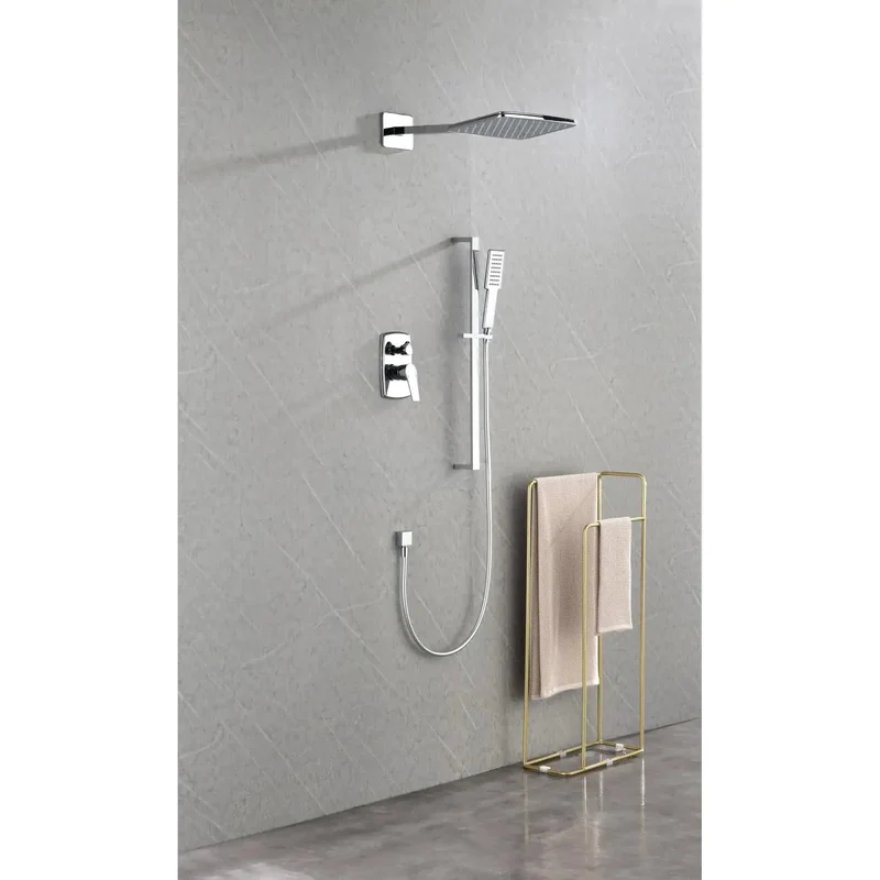 Top Shelf Wall Mounted Rain Shower System With Diverter Control Three Massage Body Jets And Comfort Handheld Wand Featuring Clog Free Chrome Build For Smooth Bathroom Makeover