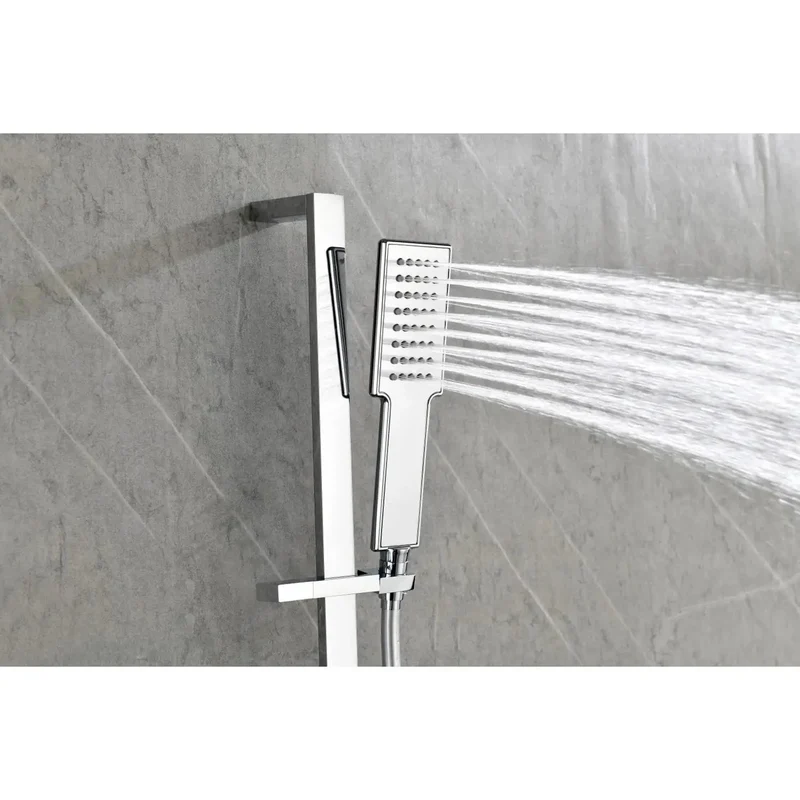 Top Shelf Wall Mounted Rain Shower System With Diverter Control Three Massage Body Jets And Comfort Handheld Wand Featuring Clog Free Chrome Build For Smooth Bathroom Makeover