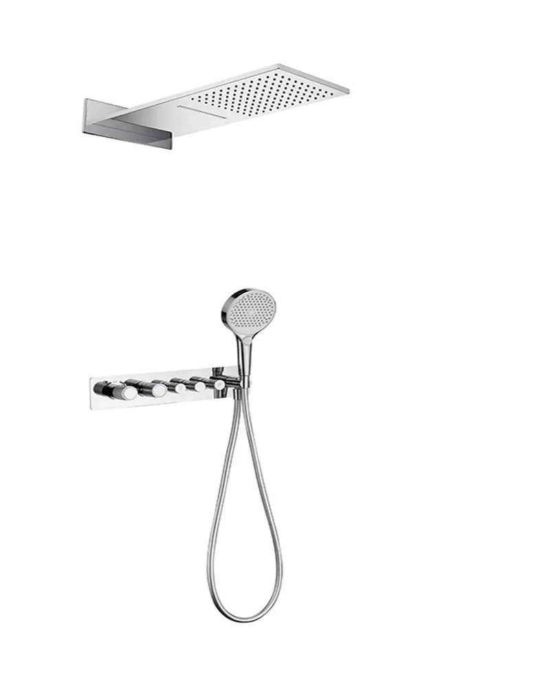 Slick Digital Thermostatic Shower System Wall Mounted Bathroom Setup With Dead On Temp Control Tanked Out Brass Valve Sleek Black And White Trim Built Tight For Everyday Showers