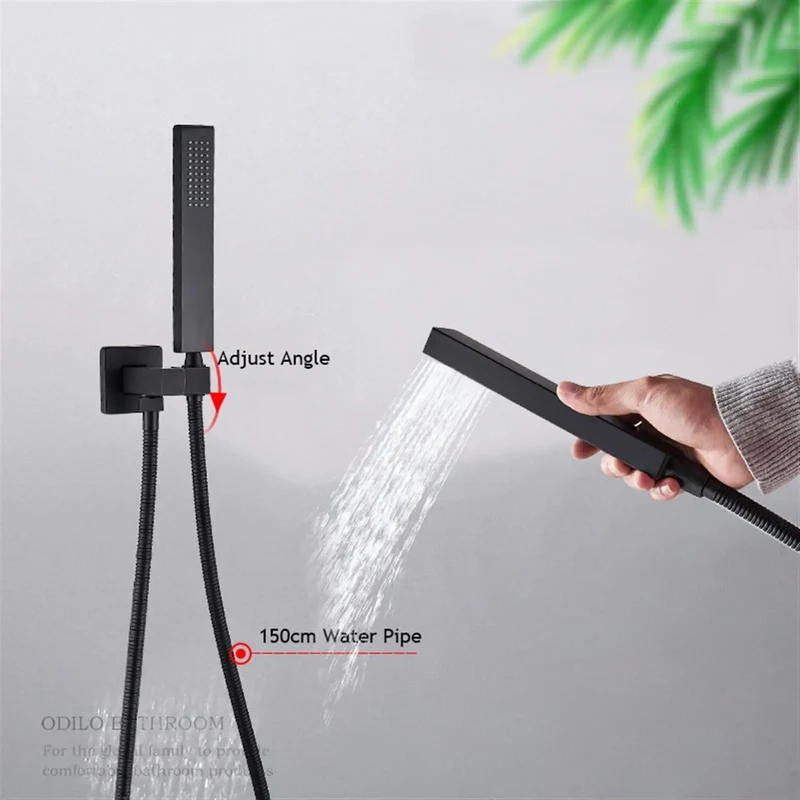 Top Notch Matte Black Digital Shower System Featuring Wall Mounted Rain Waterfall Head With Led Temp Display Valve And Kickin Hot Water Settings For A Slick Bathroom Glow Up That Slays Everyday Showers