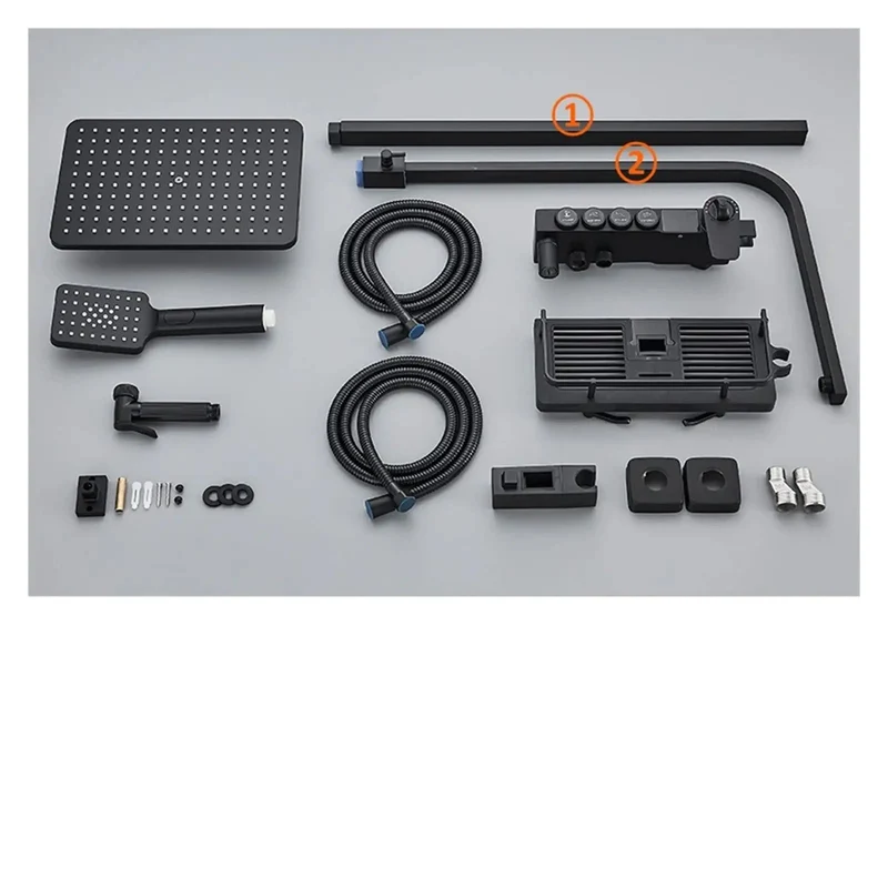 Slick Black Digital Thermostatic Shower Kit With A Badass Rainfall Head And Smooth Hydropower LCD Interface For Tub Or Bidet Upgrades That Feel Pretty Darn Good