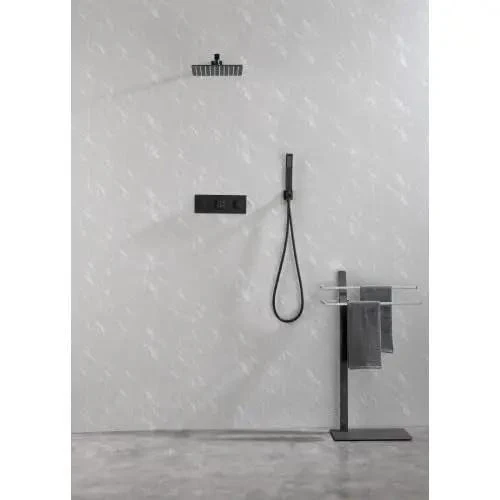 10 Inch Square Rain Shower Head With Handheld Sprayer And Integrated Valve For Buttery Smooth Spray That Delivers Heavy Duty Warm Water Coverage For Your Quick Daily Rinse While Keeping Steady Pressure Going Strong