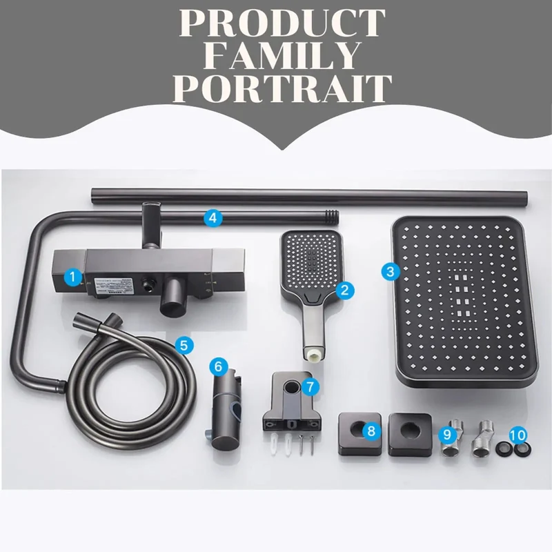 Thermostatic Shower System With LED Digital Display Rain Showerhead Brass Wall Mounted Faucet Set Dead Accurate Temperature Control Smooth Flow Electroplated Finish No Hassle Setup For Lazy Sundays