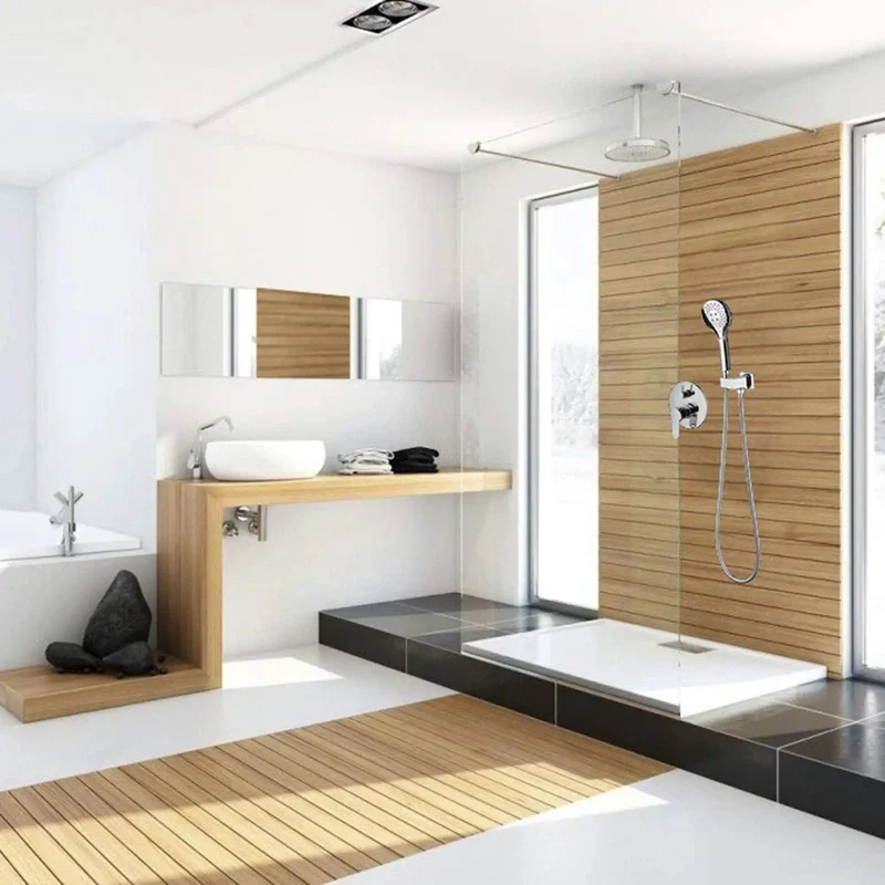 Top Shelf Concealed Shower System With Wall Mounted Chrome Rain Can And Heavy Duty Brass Mixing Valve For A Smooth Spa Bathroom Refresh Right At Home Or Any Hotel Suite