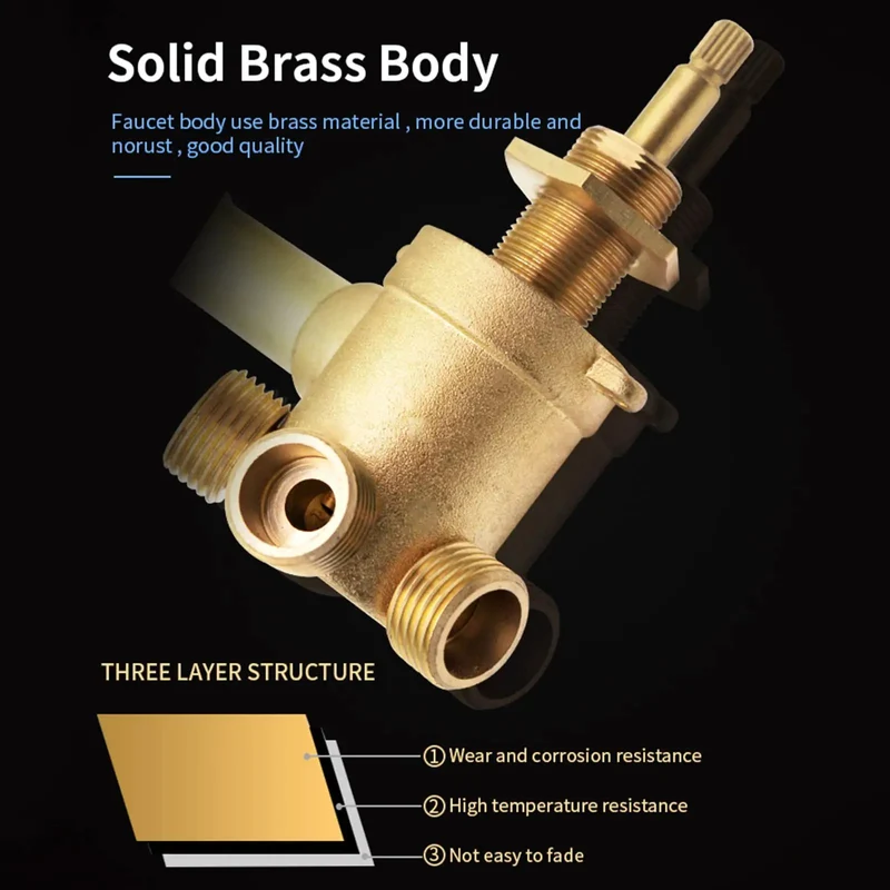 Heavy Duty Brass Shower Panel Slick Thermostatic Temperature Control Zero Hassle Ceramic Cartridge Mixer Valve For Smooth Hot Cold Water Flow Premium Bathroom Fixtures