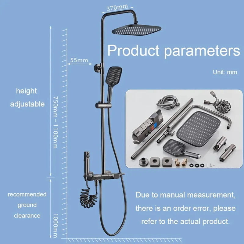 Matte Black Exposed Shower System Wall Mounted 3 Jet Tub Shower Faucet Set Solid Brass Air Injection Lead Free Rust Proof Badass Bathroom Plumbing Set