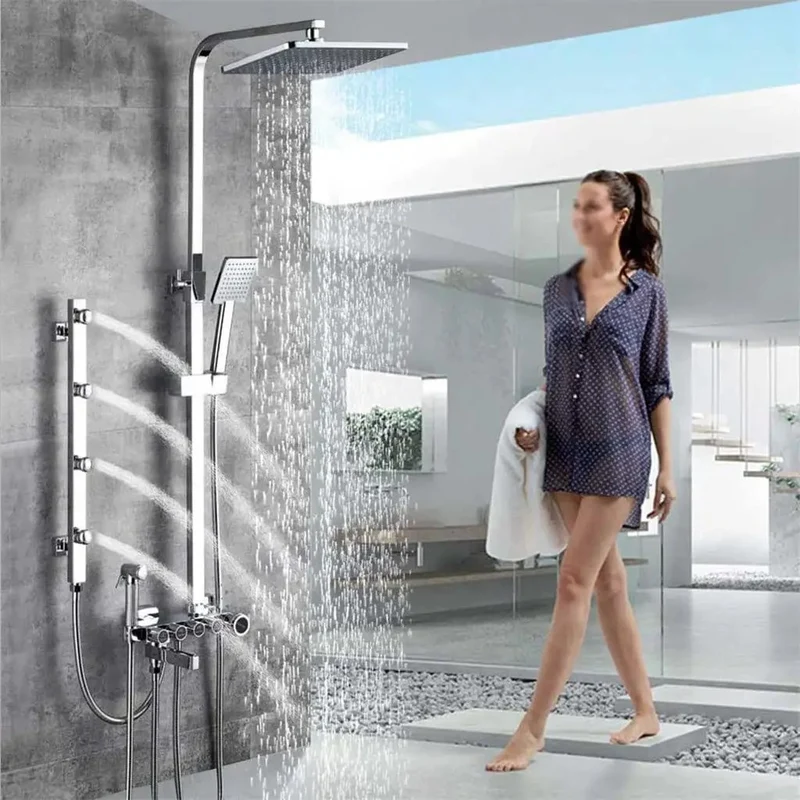 Top-Tier In-Wall Shower Faucet Set Featuring Badass Rainfall Head, Smooth Flow Swivel Spout, Kickin Four Handle Control, Matte Black Finish For Modern Bathrooms, Easy Setup