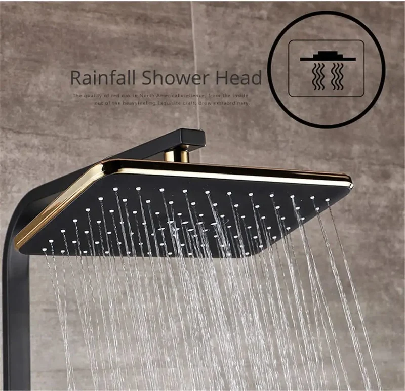 Top-Tier In-Wall Shower Faucet Set Featuring Badass Rainfall Head, Smooth Flow Swivel Spout, Kickin Four Handle Control, Matte Black Finish For Modern Bathrooms, Easy Setup