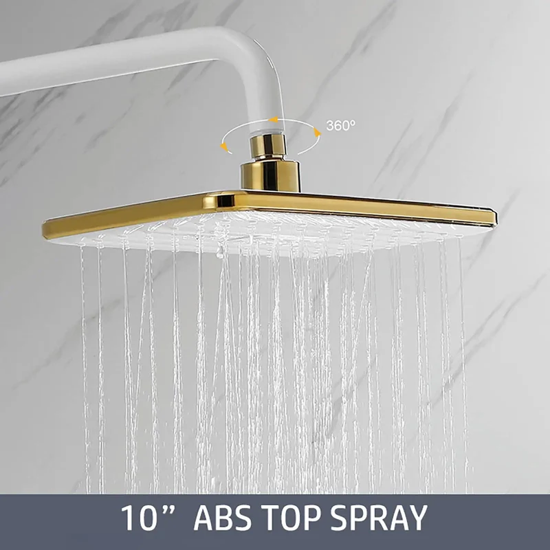 Top Shelf Wall Mount Shower System With Pressure Boosting Rain Head And Triple Mode Handheld Sprayer Plus Hidden Waterfall Tub Spout Double Handle Faucet In Slick Black Chrome
