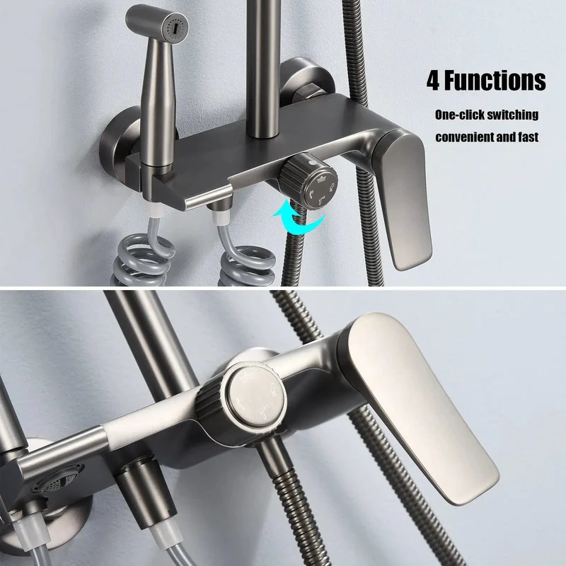 Badass 9 Inch Rain Shower System With Multi Mode Hand Sprayer And Tub Faucet High Pressure Output Gun Gray Brass Build With Smooth Air Mixed Flow That Totally Transforms Your Morning Bath Time Routine