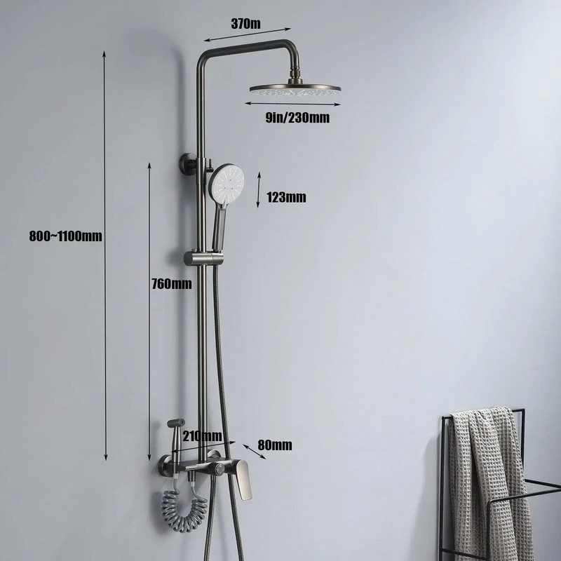 Badass 9 Inch Rain Shower System With Multi Mode Hand Sprayer And Tub Faucet High Pressure Output Gun Gray Brass Build With Smooth Air Mixed Flow That Totally Transforms Your Morning Bath Time Routine