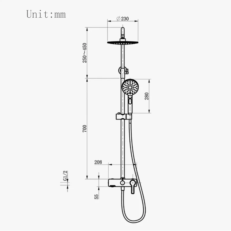 Top Notch Exposed Shower System Featuring Solid Copper Body Construction with a Classic Waterfall Tub Spout and Generous Rainfall Shower Head in Bright White