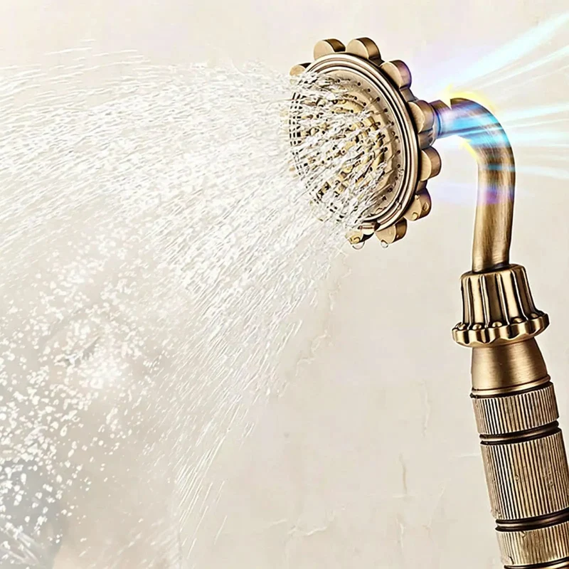 Heavy Duty Solid Brass Exposed Shower System With Rotating Tub Spout Cast In One Piece Retro Carved Bath Faucet Vintage Wall Mounted Fixture Kick Butt Style And Slick Finish