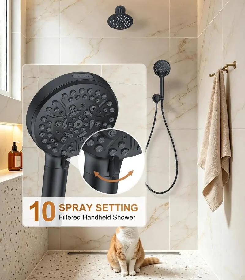 Wall Mounted Rain Shower System With Twelve Inch Ceiling Rainhead And Six Inch Angled Multi Settings Handheld Including Heavy Duty Chrome Valve Kit For Bathrooms Delivering Killer Water Pressure And Hassle Free Operation