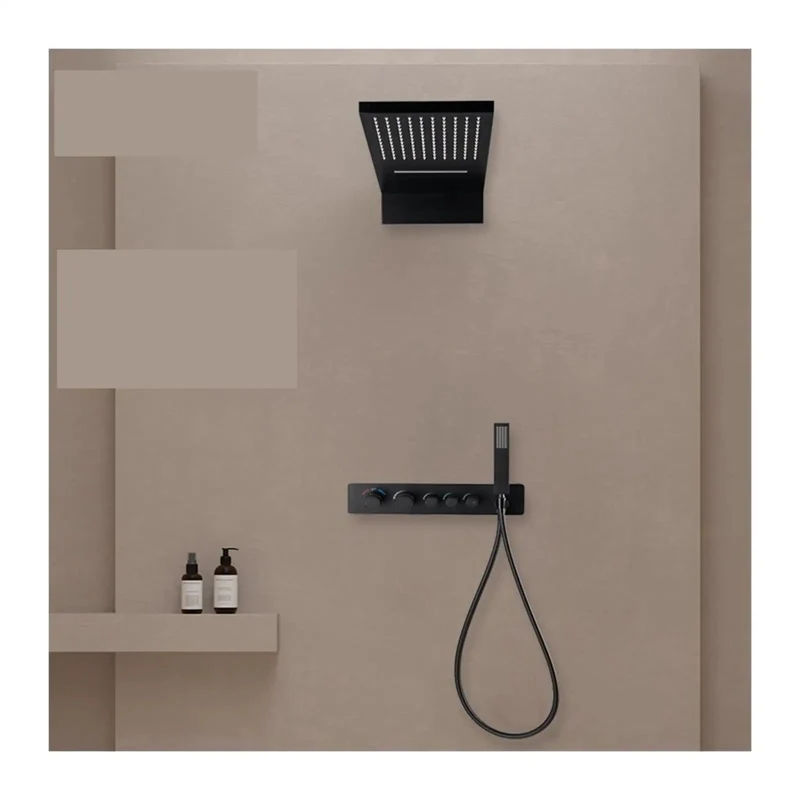 Top Shelf Digital Thermostatic Shower System Wall Mounted With Hella Durable Brass Core And Smooth Adjustable Stainless Arm And Handheld Spray In Fresh Gun Grey