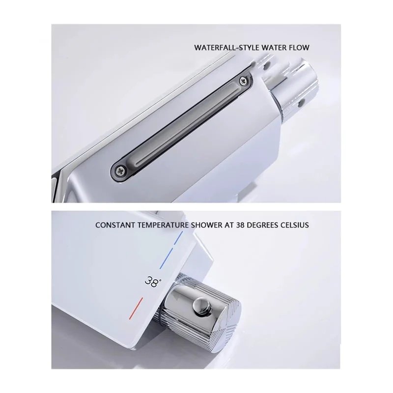 Top Shelf Digital Shower System With Smart Thermostatic Valve And Crisp Led Readout Hardcore Copper Body Multi Flow Rainhead Handheld Combo Straight Up Bathroom Refresh In Matte Silver Trim