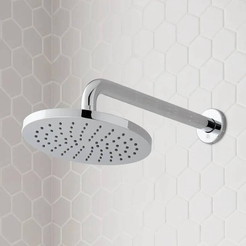 Sleek Brushed Nickel Shower System With Dead Smooth Single Handle Controls And Premium Fixed And Handheld Spray Heads Featuring Easy Clean Silicone Nozzles Tough Solid Brass Arm Plus Stretchy Flex Hose For A Tight Bath Upgrade