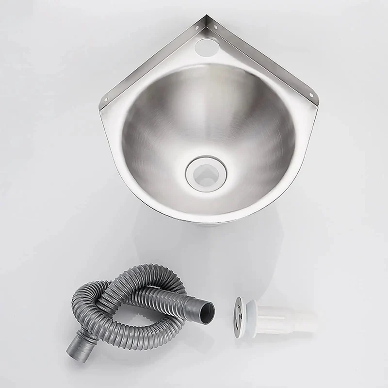 Wall Mounted Bathroom Sink With A Slick Stainless Steel Finish Single Bowl Round Corner Basin Real Deal For Rv Campers And Kitchens Brings No Sweat Cleaning And Classy Vessel Charm