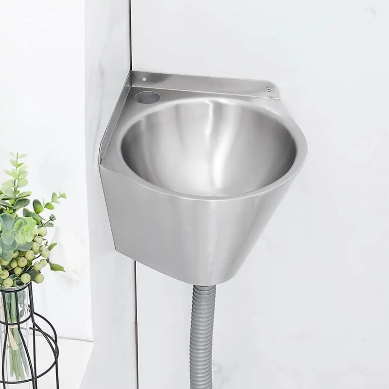 Wall Mounted Bathroom Sink With A Slick Stainless Steel Finish Single Bowl Round Corner Basin Real Deal For Rv Campers And Kitchens Brings No Sweat Cleaning And Classy Vessel Charm