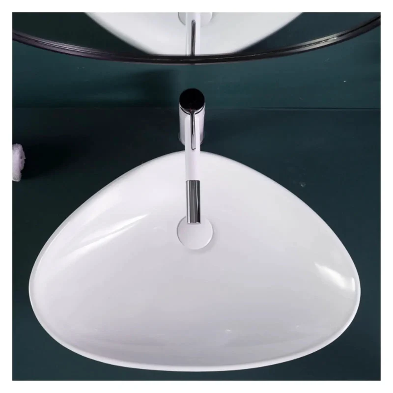 Jumbo Ceramic Triangle Art Basin To Set Over Counter For Your Washroom Balcony Or Laundry Space Effortless Maintenance Wipe Once Keep That Gleaming Look No Stains Allowed