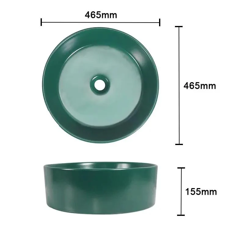 Round Ceramic Vessel Sink Above Counter With Butter Smooth Dark Green Glaze Nonporous Stain Resistant Finish No Hassle Cleanup Drop Dead Gorgeous Contemporary Bathroom Art Basin