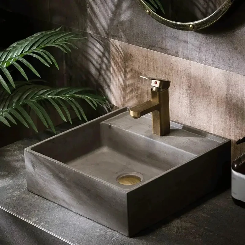 Top Shelf Concrete Vessel Sink For Compact Bathrooms And Tight Micro Apt Layouts Above Counter Wash Basin Single Bowl Container Sink Clean Chic Urban Space Saver Game Changer