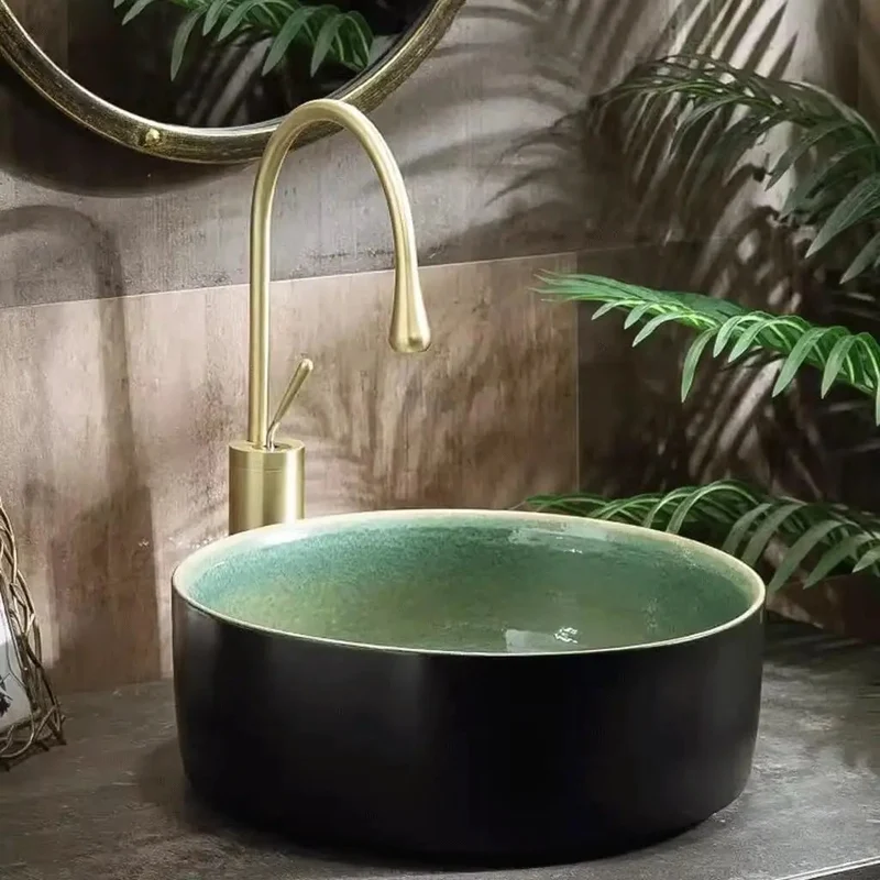 Big Time Ceramic Vessel Sink For Above Counter Bathroom Upgrade Retro Design Wash Basin Perfect Small Apartment Balcony Fixtures Smooth Glaze Finish Hassle Free Install Household Basin Total Game Changer