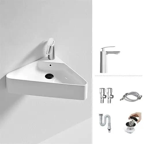 Personalized Triangle Vessel Sink Wall Mounted Washbasin High Temp Toughness Space Savvy Corner Basin Premium Bathroom Setup Sick Style Hits Hard Restaurants Schools Outdoors No Hassle Install Real Game Changer
