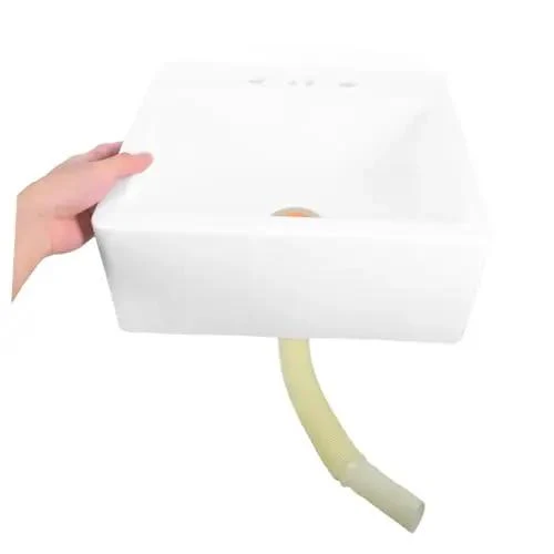 Wall Mounted Bathroom Sink For Small Spaces No Install Hassle Renter Friendly Plastic Wash Basin Modern Minimalist Vibe Slick Finish Easy Wipe Down Compact Corner Solution For Rentals