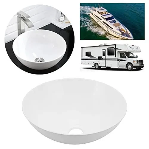 White Acrylic Vessel Sink For Bathroom Rv Camper And Yacht Vanity Slick Smooth Square Basin Light Weight With Easy Peasy Drop In Install For Your Awesome Personal Space