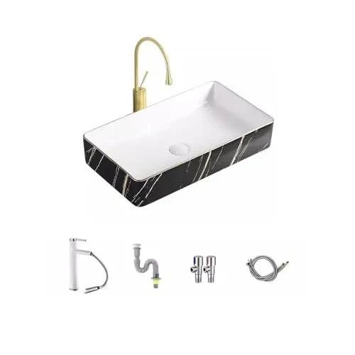 Slick Black Bathroom Vessel Sink, Boss Level Above Counter Wash Basin, Modern Single Bowl Vanity Top Mount With Smooth Curves For Stress Free Cleaning And Chill Home Vibes