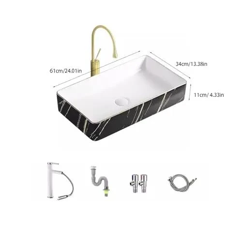 Slick Black Bathroom Vessel Sink, Boss Level Above Counter Wash Basin, Modern Single Bowl Vanity Top Mount With Smooth Curves For Stress Free Cleaning And Chill Home Vibes