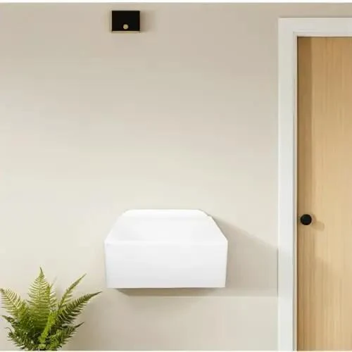 Lightweight Wall Mount Sink And Plastic Basin For Tiny Bathrooms Featuring Totally Hassle Free No Drill Setup Portable Space Saving Floating Vanity Shelf For Renters And Studio Apartments