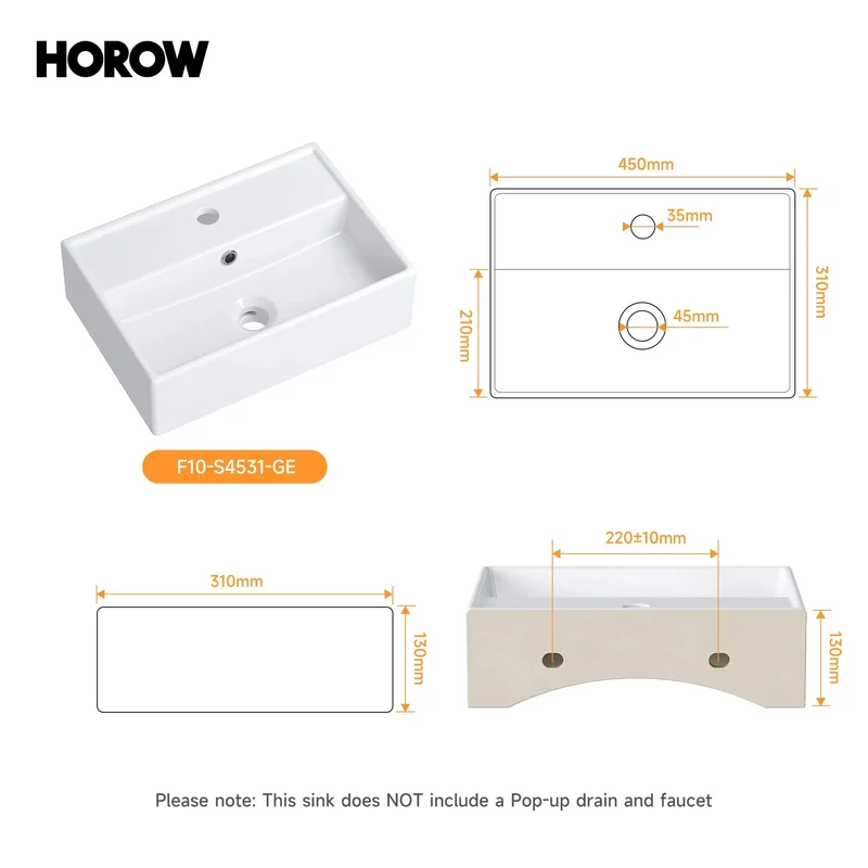 Top Shelf Bathroom Wash Basin Countertop Wall Mounted Rectangular Sink With Stain Resistant Smooth Finish Zero Drama Cleaning Perfect For Cramped Baths Quick Room Refreshes Built Dang Tough
