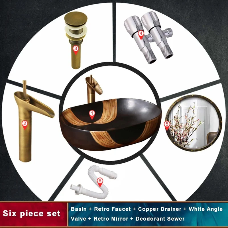 Hand Carved Ceramic Vessel Sink Black Countertop Basin Brings Killer Style To Bathrooms And Bars This Retro Artistic Washbasin Offers Heightened Antisplash Rim For Stress Free Washing And Big Time Elegance Measuring 59By40Cm