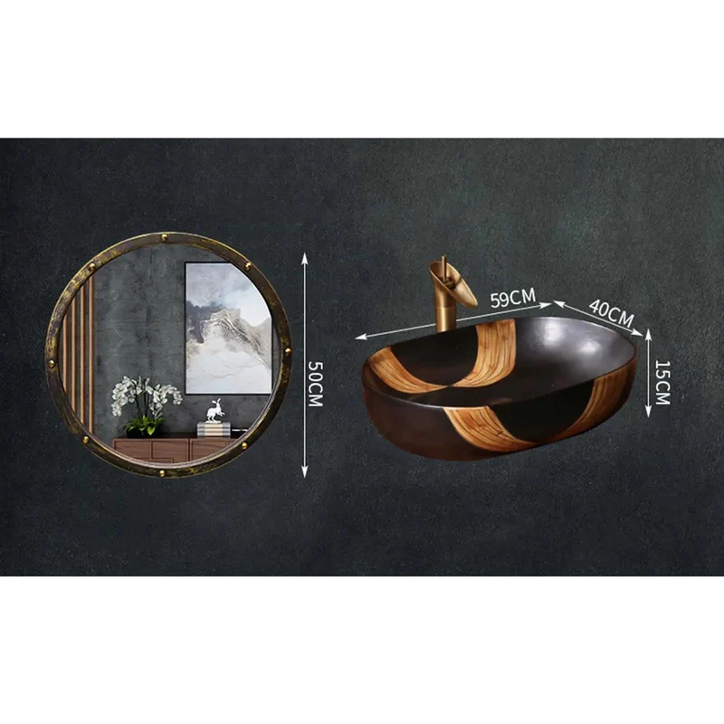 Hand Carved Ceramic Vessel Sink Black Countertop Basin Brings Killer Style To Bathrooms And Bars This Retro Artistic Washbasin Offers Heightened Antisplash Rim For Stress Free Washing And Big Time Elegance Measuring 59By40Cm