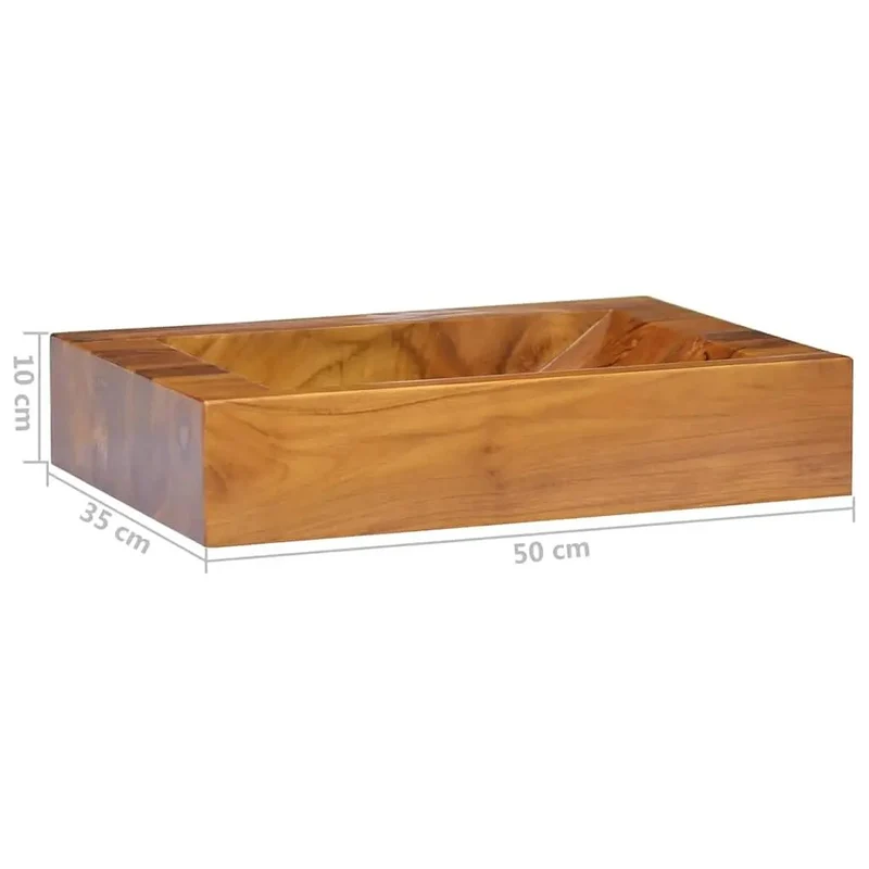 Heavy Duty Kiln Dried Teak Hardwood Vessel Sink For Bathroom Counter Top Basin With Sleek Water Resistant Finish Smooth As Silky Fine Sanded Grain Surface Design For Daily Use Vanities