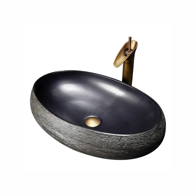 Sick Black Ceramic Vessel Sink and Faucet Combo with Tilt Up Countertop Basin and Rounded Safe Corners High Temperature Fired Construction Delivers a Clean Minimalist Look for Your Bathroom Reno Get That Hotel Guest Comfort Level Today