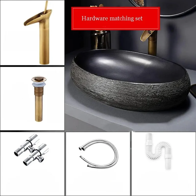 Sick Black Ceramic Vessel Sink and Faucet Combo with Tilt Up Countertop Basin and Rounded Safe Corners High Temperature Fired Construction Delivers a Clean Minimalist Look for Your Bathroom Reno Get That Hotel Guest Comfort Level Today