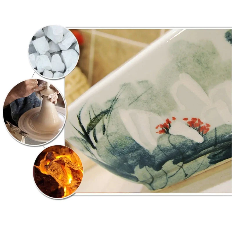Retro Ceramic Vessel Sink Rectangle Art Basin With Floral Pattern Above Counter Bathroom Vanity Wash Basin Smooth Non Porous Surface Zero Hassle Cleanup Upgrade Your Home Digs With This Chic Top Shelf Design Delivering Sick Stylish Vibes To Your Restroom