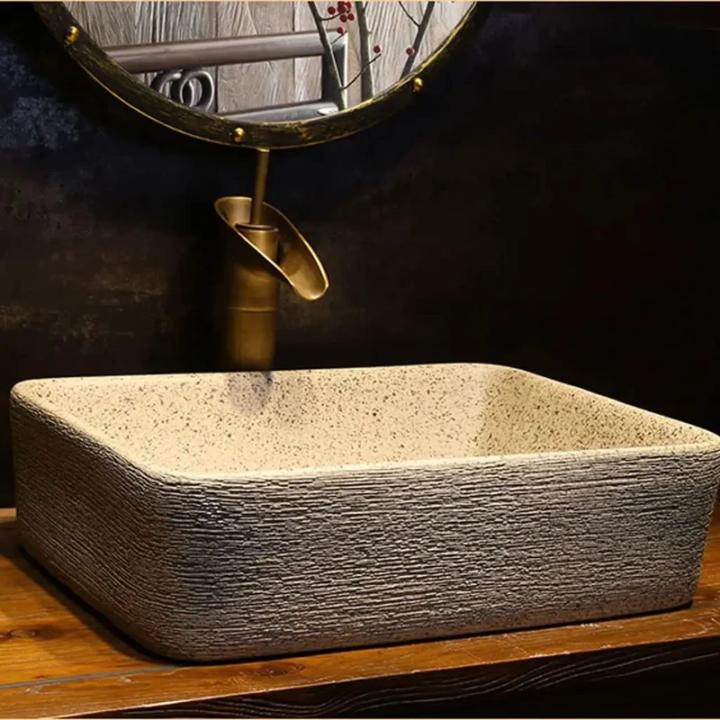 Sharp Rectangular Ceramic Vessel Sink Undermount Solid Build Super Easy Drainage Real Deal Countertop Washbasin With Faucet Hot Pick Bathroom Makeover Zero Hassle Install