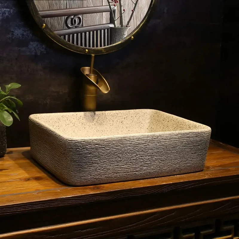 Sharp Rectangular Ceramic Vessel Sink Undermount Solid Build Super Easy Drainage Real Deal Countertop Washbasin With Faucet Hot Pick Bathroom Makeover Zero Hassle Install