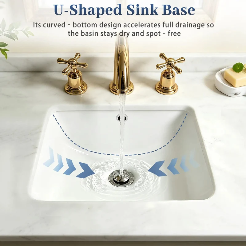 Top Shelf White Rectangle Undermount Bathroom Sink, 14.4x12.7 Inch Porcelain Ceramic Lavatory With Overflow, Slick Deep Basin For Home Vanities And Hotels