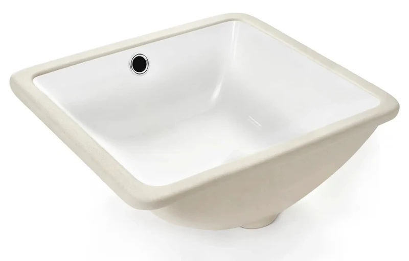Top Shelf White Rectangle Undermount Bathroom Sink, 14.4x12.7 Inch Porcelain Ceramic Lavatory With Overflow, Slick Deep Basin For Home Vanities And Hotels