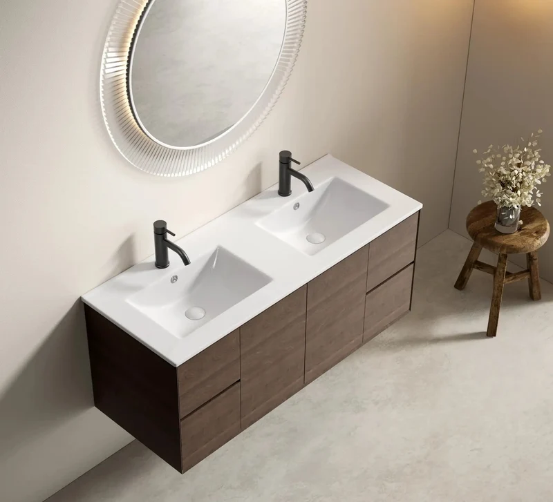 Top Shelf Double Bowl Ceramic Sink in Milk White That Makes Your Powder Room Look Fresh. Heavy Duty Countertop Vanity Washbasin Perfect for Shared Spaces. Dual Basins Offer Big Time Multitasking Without the Hassle. Durable 47 Inch Wide Porcelain Basin.