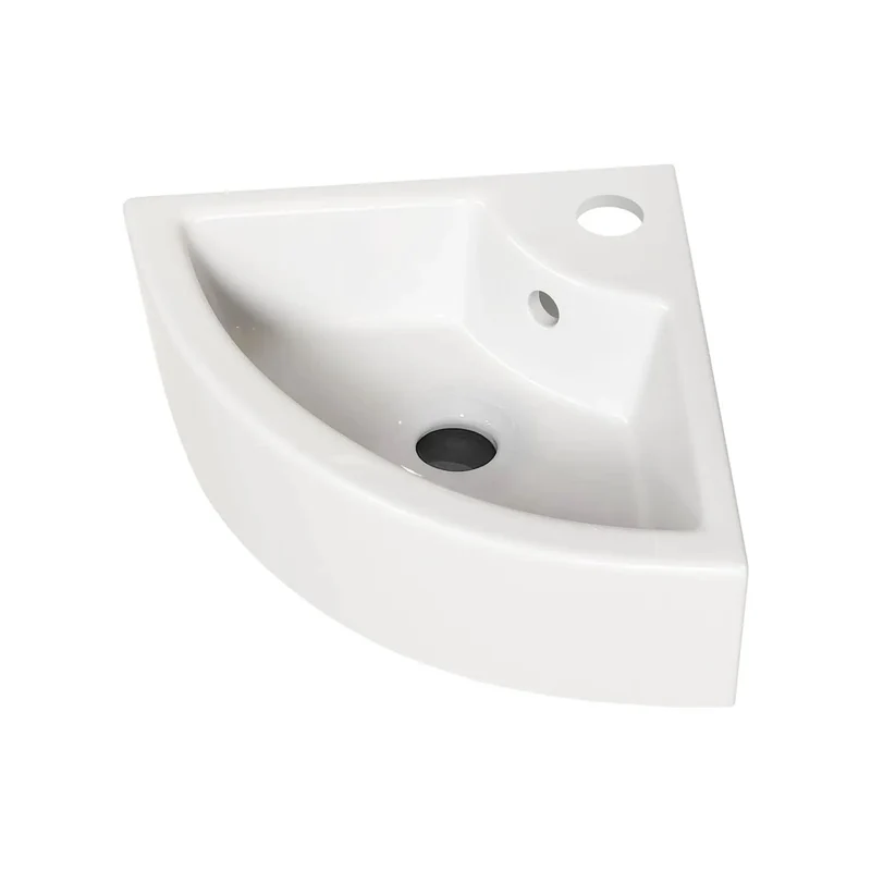Space Hacking Triangle Corner Ceramic Wall Mounted Vessel Sink With Glossy Milk White Finish Crafted For Tiny Bathrooms Compact Powder Rooms And Totally Foolproof Diy Installation