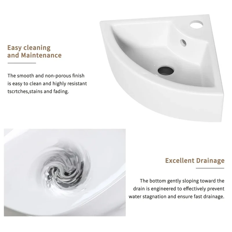 Space Hacking Triangle Corner Ceramic Wall Mounted Vessel Sink With Glossy Milk White Finish Crafted For Tiny Bathrooms Compact Powder Rooms And Totally Foolproof Diy Installation