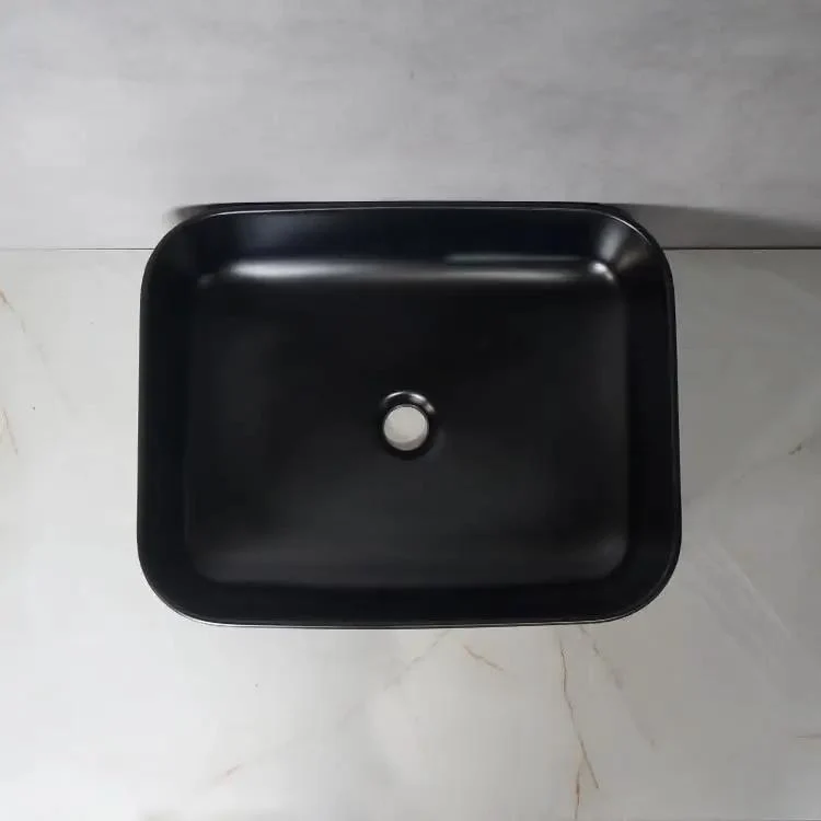 Premium Black Ceramic Vessel Sink For Above Counter Bathroom Vanity Glossy Countertop Wash Basin With Smooth Curves And Hassle Free Install For Modern Hotels Or Upscale Home Fixtures